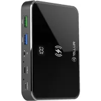 Tellur GPD100 Powerbank met grafene, 10000mAh, Qi-opladen + 2xQC3.0 + PD, zwart