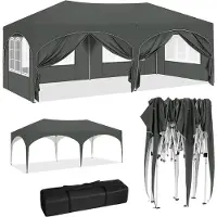 Woltu BukkitBow - Partytent met zijwanden - Opvouwbare tent - Waterdicht en weerbestendig - Tuinpaviljoen / Dubbele partytent