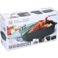 Alpina Braadslede - Ovenschaal Rechthoekig - 39,5x22,5x10,8cm - 5.5L - RVS - Zwart