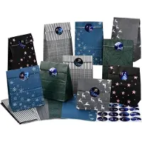 Sonstiges Adventskalender om zelf te decoreren en te vullen, voor kinderen en mannen, in blauw, zwart en grijs