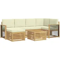 Syfax Buiten bankenset 7 pcs Wit en crèmekleurig Polyester