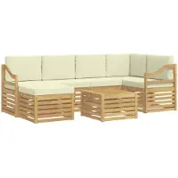 Syfax Buiten bankenset 7 pcs Wit en crèmekleurig Polyester