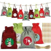Sonstiges Adventskalender, set van 24, om zelf te vullen. Kerstkalender, stoffen zakjes, rood en groen