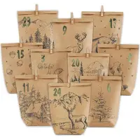 Sonstiges Adventskalender om te vullen, met 24 kerstzakjes, gemaakt van kraftpapier