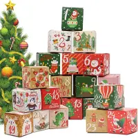 Sonstiges 24 adventskalender, cadeaudoosjes, kerst, doe-het-zelf, 7 cm, bosdierenmotief