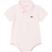 Lacoste Romper s/s - Pique - Flamingo m. Logo - - 12 mnd - Rompers Korte Mouw