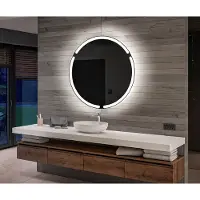 Artforma Ronde badkamerspiegel met LED-verlichting, batterijgevoed, 60x60 cm | LED-kleur: Koel wit, 7000K | OKRBP119