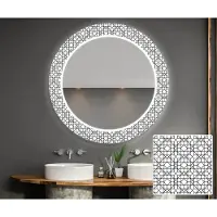 Artforma Ronde decoratieve spiegel met LED-verlichting, 95x95 cm | LED-kleur: koud wit, 7000K | OUV001