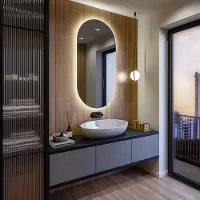 Artforma Badspiegel 60x110 cm - Verticaal met LED-verlichting - LED-kleur: neutraal wit (4500K) - Model: TST106 - Op maat gemaakt - Verlichte wandspiegel, lichtspiegel, badkamerspiegel