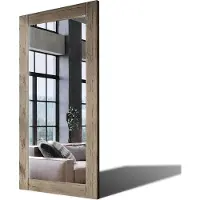 Artforma 80x150 cm verticale spiegel met een groot formaat, met een eikenhouten frame, voor aan de muur. Model: PLDR224. Eikenhout, ruwe afwerking, verouderde uitstraling