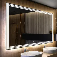 Artforma Spiegels voor de badkamer met LED-verlichting, 80x70 cm | LED-kleur: Koel wit, 7000K | Schakelaar: Touch | LED133