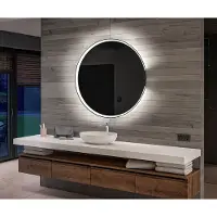 Artforma Ronde spiegel voor de badkamer met LED-verlichting, werkt op batterijen, 100x100 cm | LED-kleur: koel wit, 7000K | OKRBP123