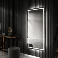 Artforma Spiegels voor de badkamer met LED-verlichting, model L01, 140x50 cm | LED-kleur: Koel wit, 7000K | Schakelaar: Touch | WiFi-module: Rechts
