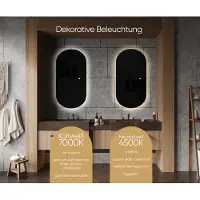 Artforma Badspiegel 70x200 cm - Verticaal met LED-verlichting - LED-kleur: neutraal wit (4500K) - Model: TST106 - Op maat gemaakt - Verlichte wandspiegel, lichtspiegel, badkamerspiegel