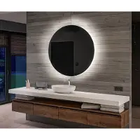 Artforma Ronde spiegel voor de badkamer met LED-verlichting, batterijgevoed, 80x80 cm | LED-kleur: koel wit, 7000K | OKRBP082