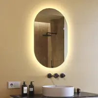 Artforma Badkamerspiegel 50x80 cm - Verticaal met LED-verlichting - LED-kleur: warm wit (3000K) - PPOK229 - Verlichte badkamerspiegel voor aan de muur