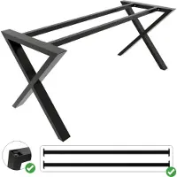 MetaloPro Tafelonderstel Belaga - Zwarte X-Vorm Stalen Constructie - Modern Industrieel Frame Voor Eet-, Werk- En Vergadertafels 160x70x72cm