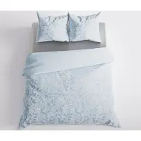 MARKIZETA HOME Lilu Serie - Satijnen Katoenen Dekbedovertrek - 160x200 cm - Blauw - Plantenmotief