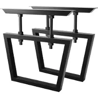 MetaloPro Tafelpoten Atria Screw - 2x Zwarte Trapeziumvormige Metalen Poten Met In Hoogte Verstelbaar Systeem Voor Werktafels In Industriële Interieurs