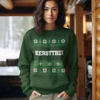 B&C Foute Kersttrui - Kleur Groen - Met Tekst Kersttrui College - Maat L - Uniseks Pasvorm - Kerstkleding voor Dames & Heren