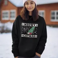 B&C Foute Kersttrui - Kleur Zwart - Meowy Catmas - Maat S - Uniseks Pasvorm - Kerstkleding voor Dames & Heren