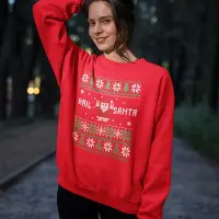 B&C Foute Kersttrui - Kleur Rood - Hail Santa Snowy Trees - Maat L - Uniseks Pasvorm - Kerstkleding voor Dames & Heren