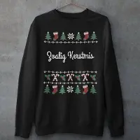 B&C Groningen Kersttrui Zwart Zoalig Kerstmis Candy Cane - Maat S - Uniseks Fit - Kerstkleding Voor Dames & Heren