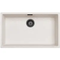 Pure.Sink Zand Wit Grote Spoelbak 70x40 cm Onderbouw, Opbouw met Gun Metal Plug 1208970524