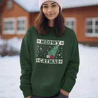 B&C Foute Kersttrui - Kleur Groen - Meowy Catmas - Maat M - Uniseks Pasvorm - Kerstkleding voor Dames & Heren