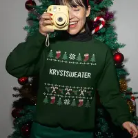 B&C Friese Kersttrui Groen Krystsweater - Maat 4XL - Uniseks Fit - Kerstkleding Voor Dames & Heren