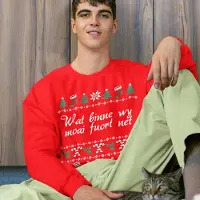 B&C Friese Kersttrui Rood Wat Binne Wy Moai Fuort Net - Maat S - Uniseks Fit - Kerstkleding Voor Dames & Heren