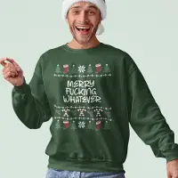 B&C Foute Kersttrui - Kleur Groen - Merry Fucking Whatever - Maat S - Uniseks Pasvorm - Kerstkleding voor Dames & Heren