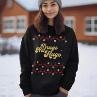 B&C Lekker Waus Foute Kersttrui Zwart - Drugs Not Hugs - Maat M - Kerst Outfit Dames & Heren