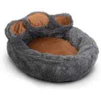GLOBIZ Hondenbed Yummie in de vorm van een poot - Maat XL (73 x 80 cm) - Grijs/Bruin