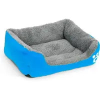 GLOBIZ Hondenbed voor kleine tot middelgrote honden, maat L (65x50 cm), blauw – Comfortabel, waterdicht met rand, voor rust en een goede nachtrust
