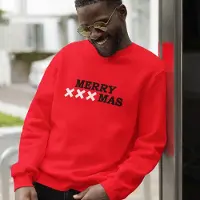 B&C Amsterdam Kersttrui Rood Merry XXXmas - Maat XXL - Uniseks Fit - Kerstkleding Voor Dames & Heren