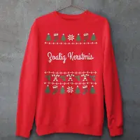 B&C Groningen Kersttrui Rood Zoalig Kerstmis Candy Cane - Maat XS - Uniseks Fit - Kerstkleding Voor Dames & Heren