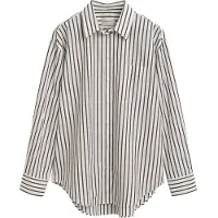 Gant Dames Relaxed Fit klassiek gestreept popeline overhemd wit (38), Casual, Katoen, Lange mouwen 4300239