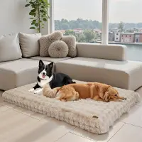Bingopaw WISFOR Orthopedisch hondenbed, hondenbank, hondenbankje, hondenmatras, geschikt voor grote honden, slaapplek, waterdicht, wasbaar, afneembare hoes. Maat 4XL: 200x130x18 cm, beige