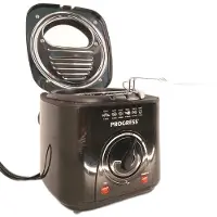 PROGRESS PACKAGING EK2969PBLKVDE Compacte 1L Mini Friteuse - Verwijderbare antiaanbak kookmand, Gemakkelijk te reinigen, Antislip, Instelbare temperatuurregeling, Aanrecht frietpan, Geurreducerend filter, 950W