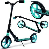 Malplay Grote stadsroller met schokdempers. Kickroller met 200 mm wielen, verstelbaar stuur, geschikt voor kinderen en volwassenen tot 100 kg. Blauw
