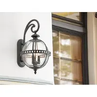 Kichler Wandlamp buiten Halleron, alu / grijs / zink, Glas, Antiek, Wandlamp buiten