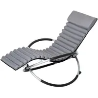 MODFU - Schommelstoel - 2-In-1 Ontwerp - Opvouwbaar - Met Afneembaar Kussen - Metaal - Zwart - 145 X 74 X 86 Cm