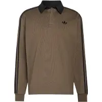 Adidas Shirt '3-STRIPES RUGBY LONGSLEEVE' bruin / zwart