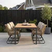 LUX outdoor living Delta/Portofino Sahara Dust dining tuinset | 6 personen | teakhout + touw | 220cm