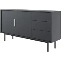 Selsey Viviaro Kast - 154 cm Zwart - tweedeurs met drie lades