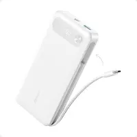 Anker Powerbank, 87 W Max snellaadaccu 20.000 mAh draagbare oplader met geïntegreerde USB-C-kabel, 2 USB-C en 1 USB-A