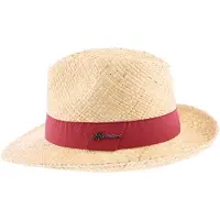 Herman chapeau été grand bord relevé à l'arrière en paille naturelle légère avec un ruban uni