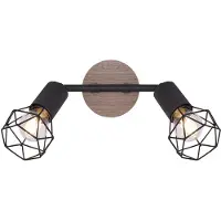 Globo Plafondspot Plafondlamp zwart Woonkamerlamp Wood spot strip 2-lichts verstelbaar, metaal mat, 2x E14, LxBxH 22x10x18 cm