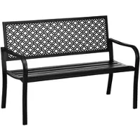 MODFU - Tuinbank - Met Rugleuning En Armleuningen - Modern - Voor Tuin En Terras - Staal - Zwart - 127 x 63 x 83 cm